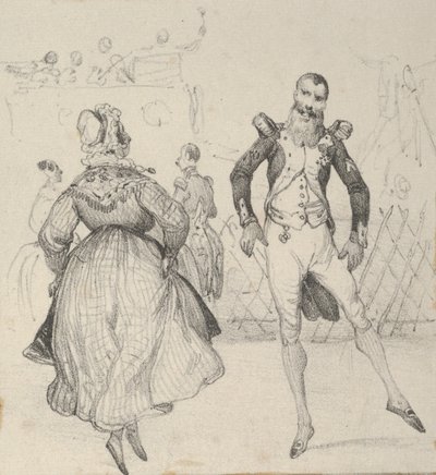 Sotilas ja nainen tanssimassa, 1800-luvun puoliväli. tekijältä Victor Adam