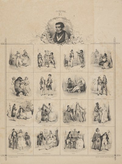 Augustin-Eugène kirjanoppinut hahmoineen, 1800-luku. tekijältä Victor Adam