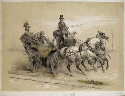 Caleche - Adamin litografia, v.1840 tekijältä Victor Adam