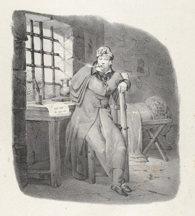 Kap. XIII: St. Pelagie! ihana oleskelu! Sainte-Pélagien vankila, viehättävä oleskelu!, 1824.. tekijältä Victor Adam