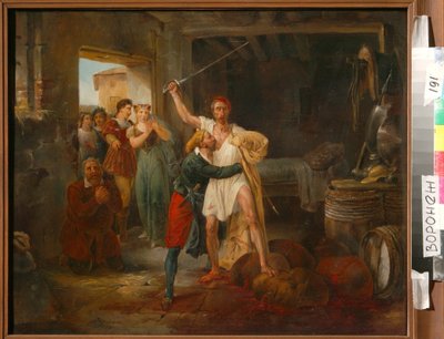 Don Quijote taistelee tiettyjä punaviiniä vastaan tekijältä Victor Adam