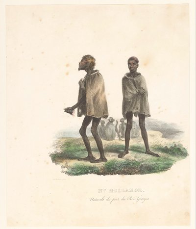 King George Soundin asukkaiden vaatteet (Länsi-Australia) Nlle. Hollande. Naturals du port du Roi Georges (otsikko esineessä) Exploration of the Astrolabe (sarjan nimi) Voyage de découvertes de l