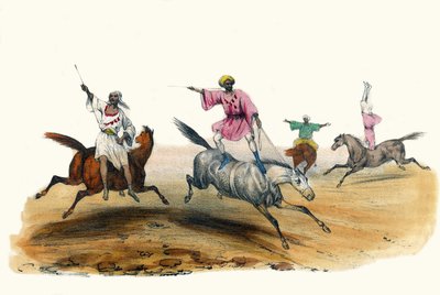 La voltige, par des beduiinit. teoksessa “” Album Grotesque, Choices of Types Remarkable”, kuvitukset Victor Adam, Pariisi, noin 1850. tekijältä Victor Adam