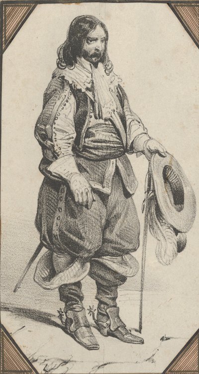 Mies pitelee keppiä ja hattua, 1800-luvun puoliväli. tekijältä Victor Adam