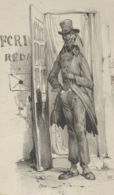 Mies seisoo ovella, 1800-luvun puoliväli. tekijältä Victor Adam