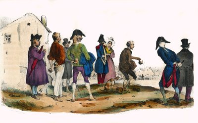 Martin, pallopelaaja. Teoksessa "Album Grotesque, Choices of Outstanding Types", Victor Adamin kuvitukset, Pariisi, noin 1850. tekijältä Victor Adam