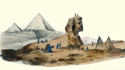 Ranskalainen eversti Egyptissä. teoksessa "" Album Grotesque, Choices of Remarkable Types", kuvitus: Victor Adam, Pariisi, noin 1850. tekijältä Victor Adam