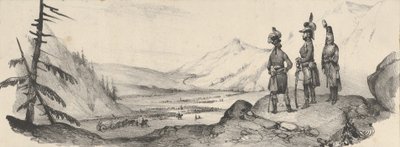 Kolme sotilasta maisemassa, 1800-luvun puoliväli. tekijältä Victor Adam