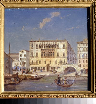 ""Vue de Venise: le palais Bernardo"" (Näkymiä Venetsiaan. Palazzo Bernardo) Jean-Victorin (Jean Victor) Vincent Adamin (1801-1867) maalaus 1800-luvun valtion taidemuseo, Tula, Venäjä tekijältä Victor Adam