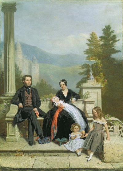 Henry Granville Fitzalan Howard Minna Lyonsin ja hänen kolmen vanhemman lapsensa kanssa, 1845 tekijältä Victor Dartiguenave