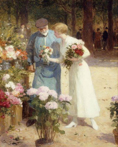 Kukkamarkkinoilla; Kukkatorilla, tekijältä Victor Gabriel Gilbert