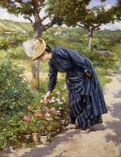 Lady in a Garden, 1887 tekijältä Victor Gabriel Gilbert