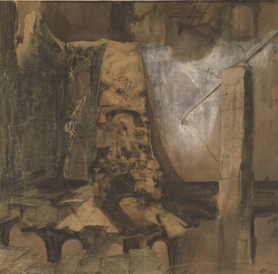 "Hic Clavis, Alias Porta", Rauniot (kynä- ja mustepesu sekä guassi paperilla) tekijältä Victor Hugo