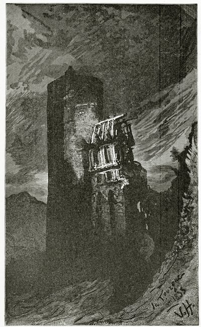 La Tourgue - kuvitus teoksesta Quatre Vingt Treize,1800-luku (bw-kaiverrus) tekijältä Victor Hugo