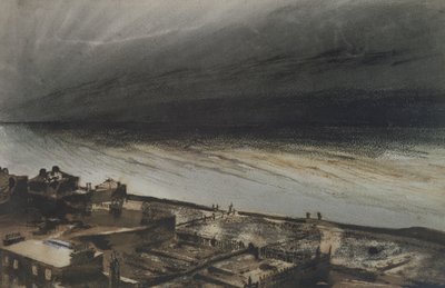 Marine-Terrace, Jersey, 1855 (hiili, lyijykynä ja guassia paperille) tekijältä Victor Hugo
