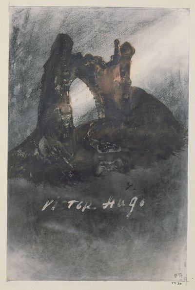 Groz-Nezin, Jerseyn tai The Archin rauniot (kynä, intialainen muste ja seepia paperilla) tekijältä Victor Hugo