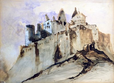 The Chateau of Vianden, 1871 (wc, kynä ja muste ja pesu paperille) tekijältä Victor Hugo