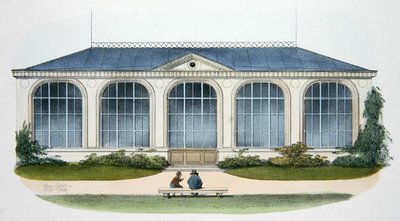 The Orangerie at Bellombre (Bourgogne) kuvitus "Habitations Champetres" -julkaisusta, julkaistu Pariisissa, n. 1895 (chromolitho) tekijältä Victor Jean Baptiste (after) Petit