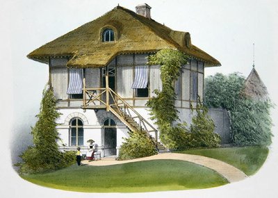 House at Enghien, kuvitus "Habitations Champetres" -julkaisusta, julkaistu Pariisissa, n. 1895 (chromolitho) tekijältä Victor Jean Baptiste (after) Petit