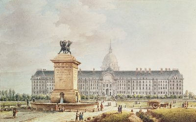 Näkymä Hotel des Invalidesista (muste ja akvarelli paperille) tekijältä Victor Jean Nicolle