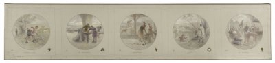 Luonnos Pariisin kaupungintalon Lobau-galleriaa varten: Maatalous. Kauppa. Teollisuus. Taide. Tiede, 1890 (lyijykynä, öljy kankaalle). tekijältä Victor Jean Pierre Maziès
