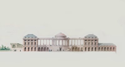 Ensimmäinen malli Chateau du Bouilhille, Saint Andre de Cubzac, Aquitaine, n. 1787 (kynä, muste ja wc) tekijältä Victor Louis