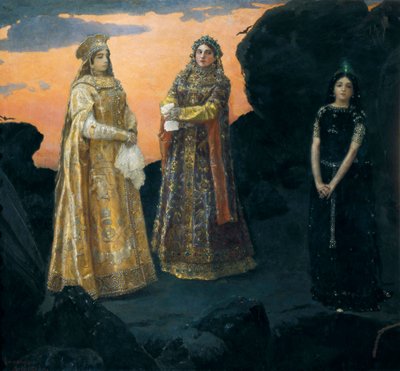 Kolme maanalaista kuninkaallista tsarevnaa. Viktor Vasnetsovin maalaus tekijältä Victor Mikhailovich Vasnetsov