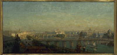 Pariisi idästä: näkymä Louvren katoilta vuonna 1856 (maalaus). tekijältä Victor Navlet