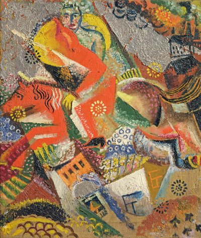 Sävellys Red Horsemanin kanssa, 1920 (öljy ja folio kankaalle) tekijältä Victor Nikandrovich Palmov