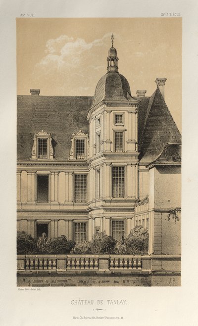 Kuvankaunis arkkitehtuuri tai 1400-luvun monumentit. Ja XVI. Vuosisatoja: Chateaux De France XV ja XVI vuosisadalla: Pl. 33, Château De Tanlay (Yonne) tekijältä Victor Petit