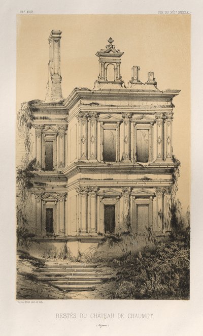 ...pl. 19, Chateau De Chaumot Yonnen jäänteet, 1860. tekijältä Victor Petit