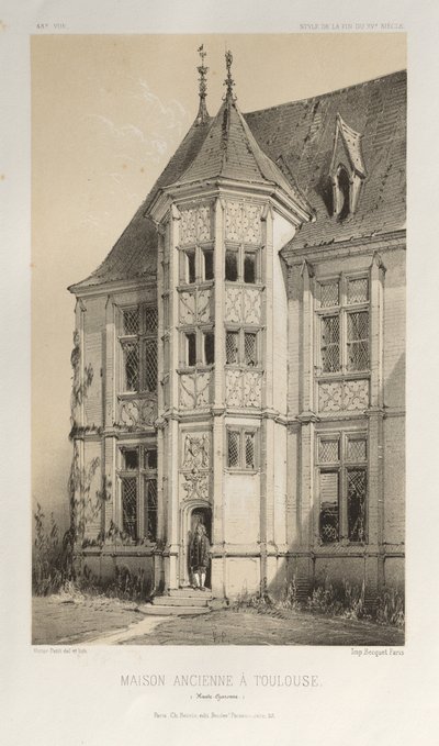 ...pl. 43, vanha talo Toulouse Haute-Garonnessa, 1860. tekijältä Victor Petit