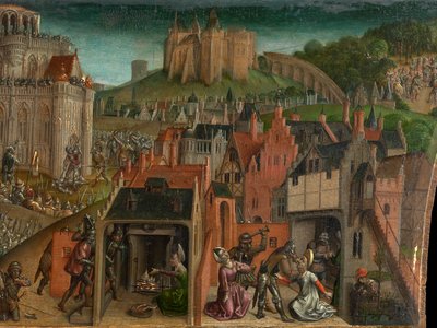 Tituksen valloitus Jerusalemissa (öljy paneelille) (470981:n yksityiskohta) tekijältä Vienna Master of Mary of Burgundy
