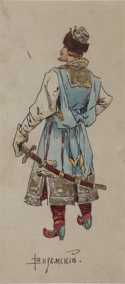 Pukusuunnittelu A. Rubinsteinin oopperaan Kauppias Kalashnikov, 1901 tekijältä Viktor Andreyevich Simov