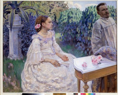 ""Omakuva siskon kanssa"" (Omakuva sisaren kanssa) Viktor (Victor) Elpidiforovich Borisov-Musatov (Borisov Musatov) maalaus (1870-1905) 1898 Venäjän valtionmuseo, Pietari tekijältä Viktor Elpidiforovich Borisov Musatov
