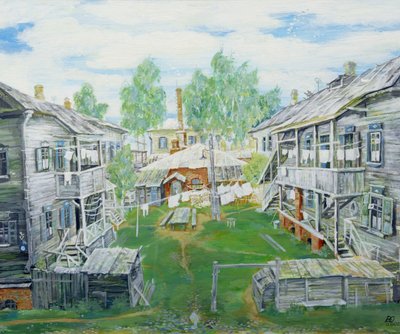 Lavastus elokuvalle "Kolmas Rooma", 2000 (tempera vanerilla) tekijältä Viktor Ivanovich Yushin
