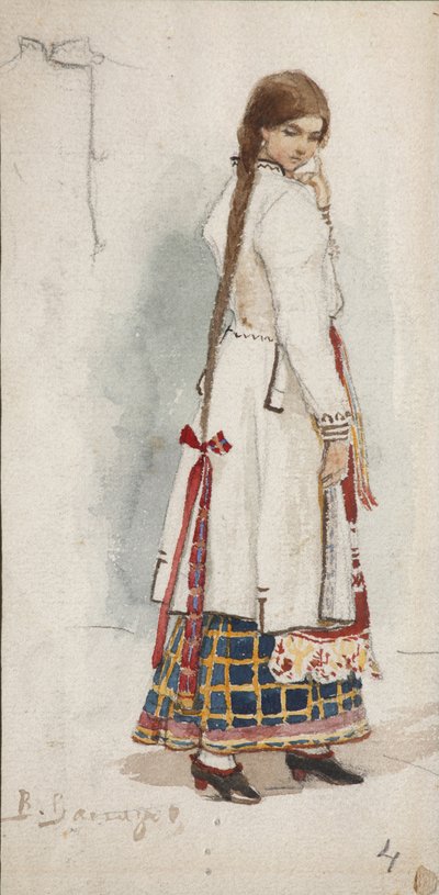 Pukusuunnittelu A. Dargomyzhskyn oopperaan Rusalka tekijältä Viktor Mikhaylovich Vasnetsov