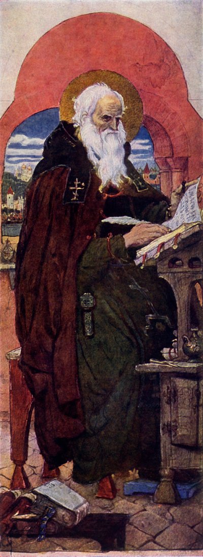 Siunattu kronikkakirjoittaja Nestor, c1885-1896, 1965. tekijältä Viktor Mikhaylovich Vasnetsov