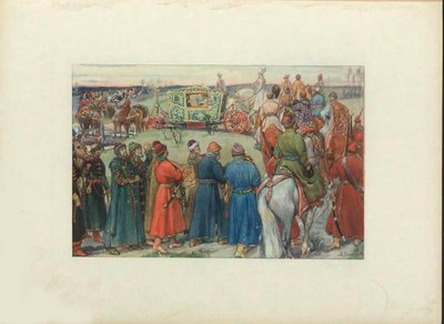 Tsaarit Aleksei Mihailovitš ratsastaa metsästykseen, 1896 tekijältä Viktor Mikhaylovich Vasnetsov