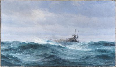Laiva myrskyssä Atlantin valtamerellä tekijältä Vilhelm Arnesen