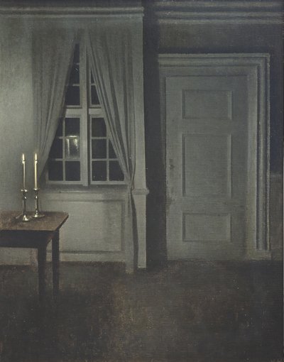Sisustus kahdella kynttilällä tekijältä Vilhelm Hammershøi