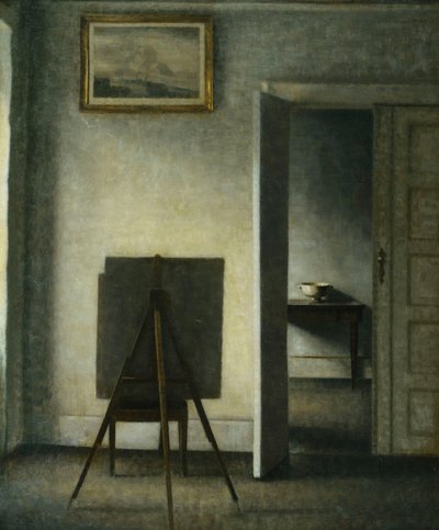 Sisustus taiteilijan maalaustelineellä, tekijältä Vilhelm Hammershoi
