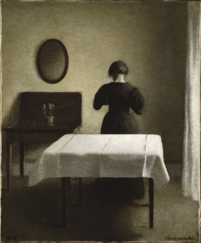 Interieur - Sisustus, kirjoittanut Hammershoi, Vilhelm (1864-1916). Öljy kankaalle tekijältä Vilhelm Hammershoi