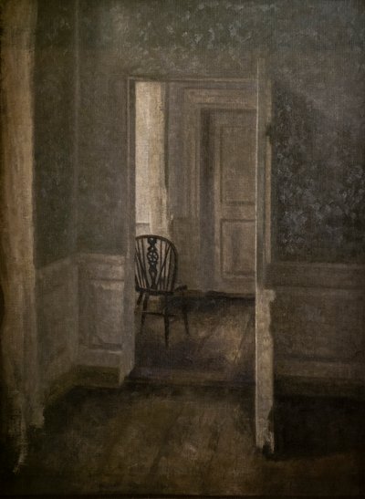 Sisustus Windsor-tuolilla tekijältä Vilhelm Hammershoi