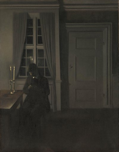 Kolikoiden keräilijä, 1904 tekijältä Vilhelm Hammershoi