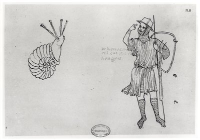 Fol.2 Etana ja unkarilainen sotilas (faksikopio) tekijältä Villard de Honnecourt