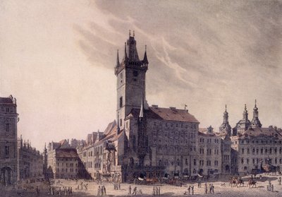 Vanha kaupungintalo (värillinen etsaus) tekijältä Vincenc Morstadt