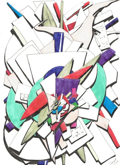 Atop, 2017, (värillinen muste paperille) tekijältä Vincent Alexander Booth