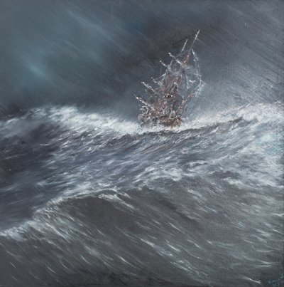 Beagle myrskyssä Cape Hornin edustalla (2) 24.12.1832, 2014, (Öljy kankaalle) tekijältä Vincent Alexander Booth