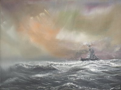 Bismarck signaalit Prinz Eugen 0959hrs 24051941, 2007, (Öljy kankaalle) tekijältä Vincent Alexander Booth